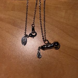 Vivienne Westwood Silver Penis Crystal Love Drop Pendant Necklace